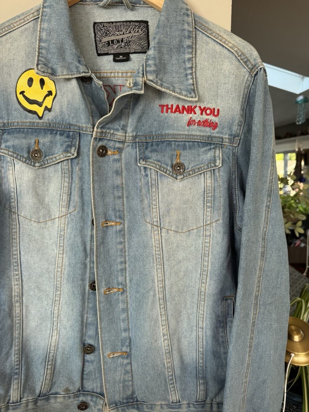 Denim Jacket Mean Girls Womens Med Distressed Thank u for nothing Y2k 2000's